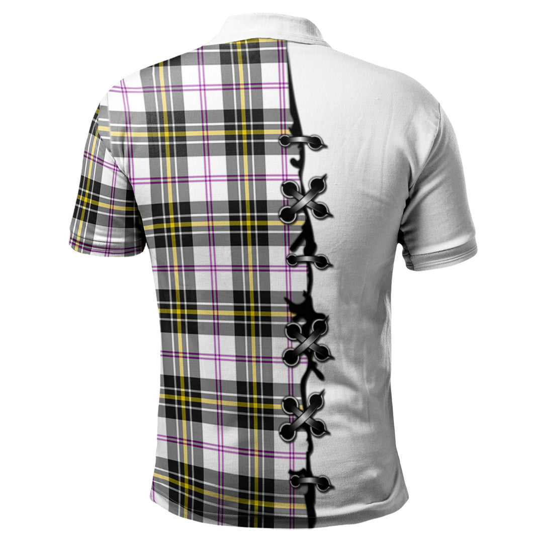 MacPherson Dress Modern Tartan Polo Shirt - Lion Rampant And Celtic Thistle Style