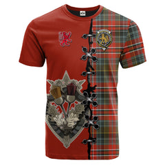MacPherson Weathered Tartan T-shirt - Lion Rampant And Celtic Thistle Style