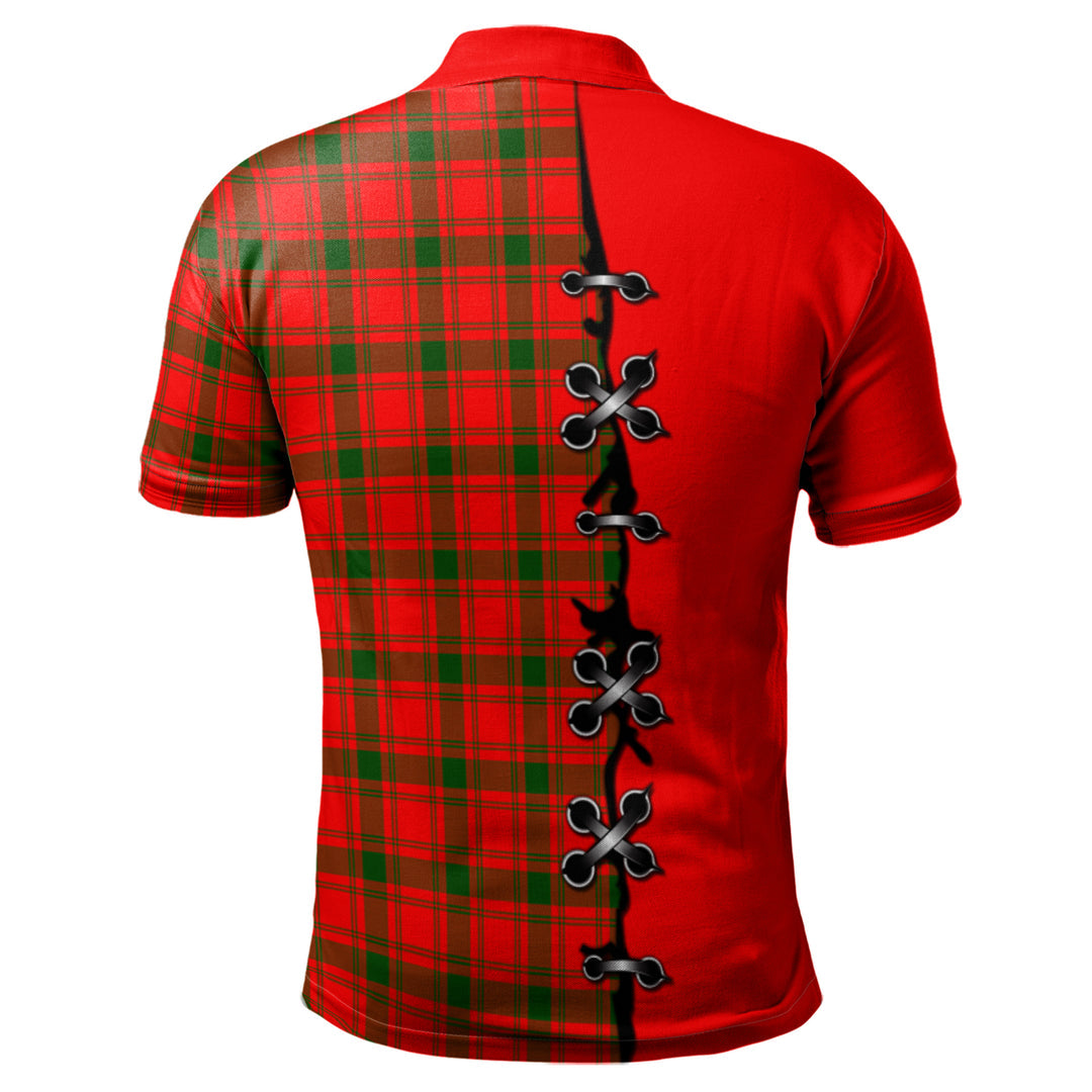 MacQuarrie Modern Tartan Polo Shirt - Lion Rampant And Celtic Thistle Style