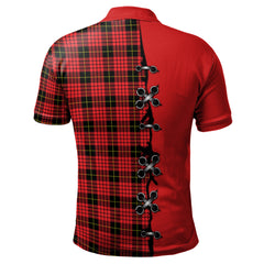 MacQueen Modern Tartan Polo Shirt - Lion Rampant And Celtic Thistle Style