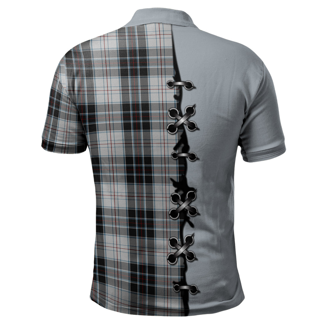 MacRae Dress Tartan Polo Shirt - Lion Rampant And Celtic Thistle Style