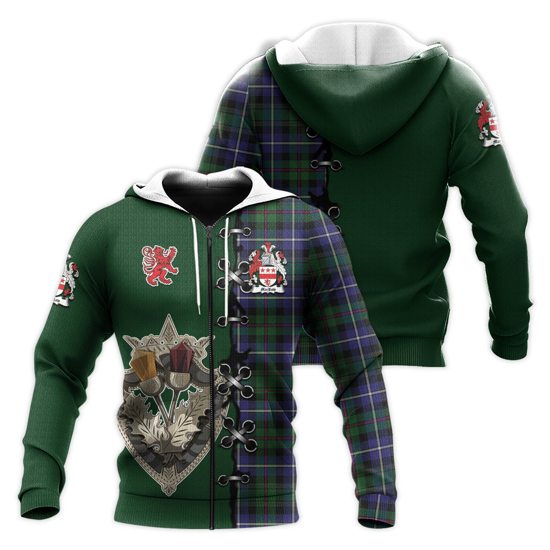 MacRow Hunting Tartan Hoodie - Lion Rampant And Celtic Thistle Style