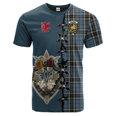 MacTavish Dress Tartan T-shirt - Lion Rampant And Celtic Thistle Style