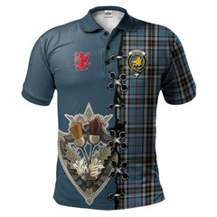 MacTavish Dress Tartan Polo Shirt - Lion Rampant And Celtic Thistle Style