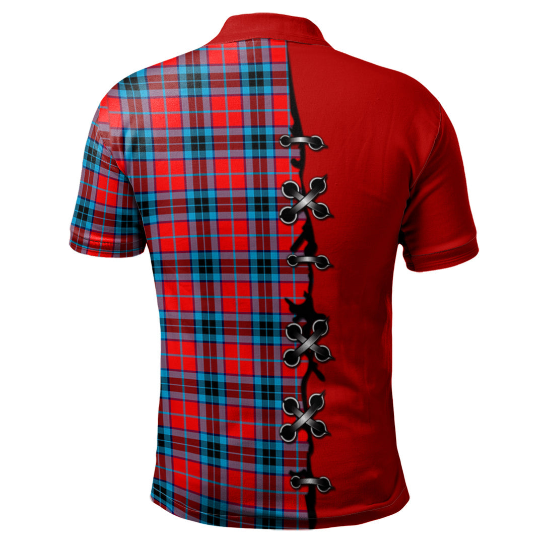 MacTavish Modern Tartan Polo Shirt - Lion Rampant And Celtic Thistle Style