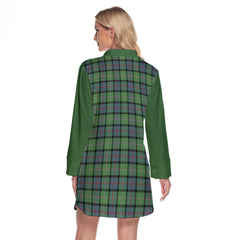 MacThomas Ancient Tartan Women's Lapel Shirt Dress With Long Sleeve