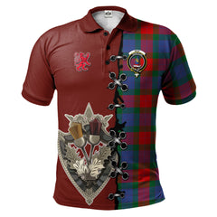 Mar Tartan Polo Shirt - Lion Rampant And Celtic Thistle Style