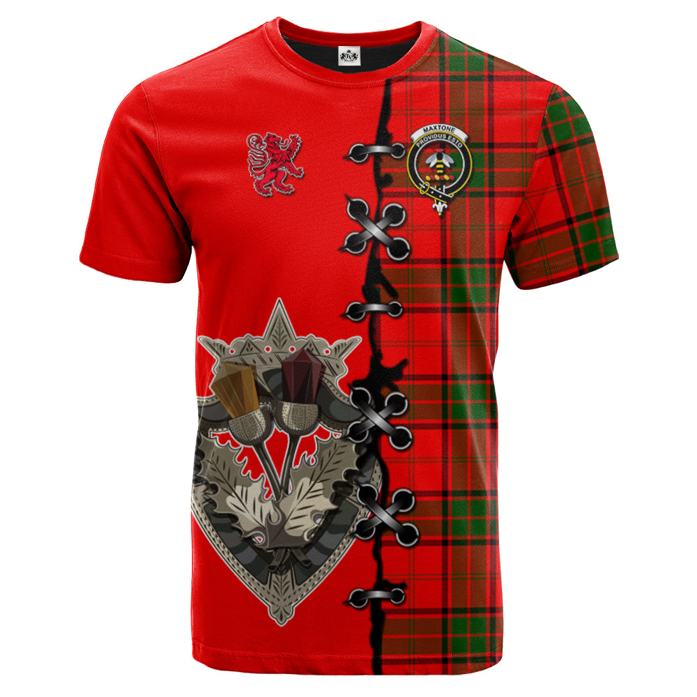 Maxtone Tartan T-shirt - Lion Rampant And Celtic Thistle Style