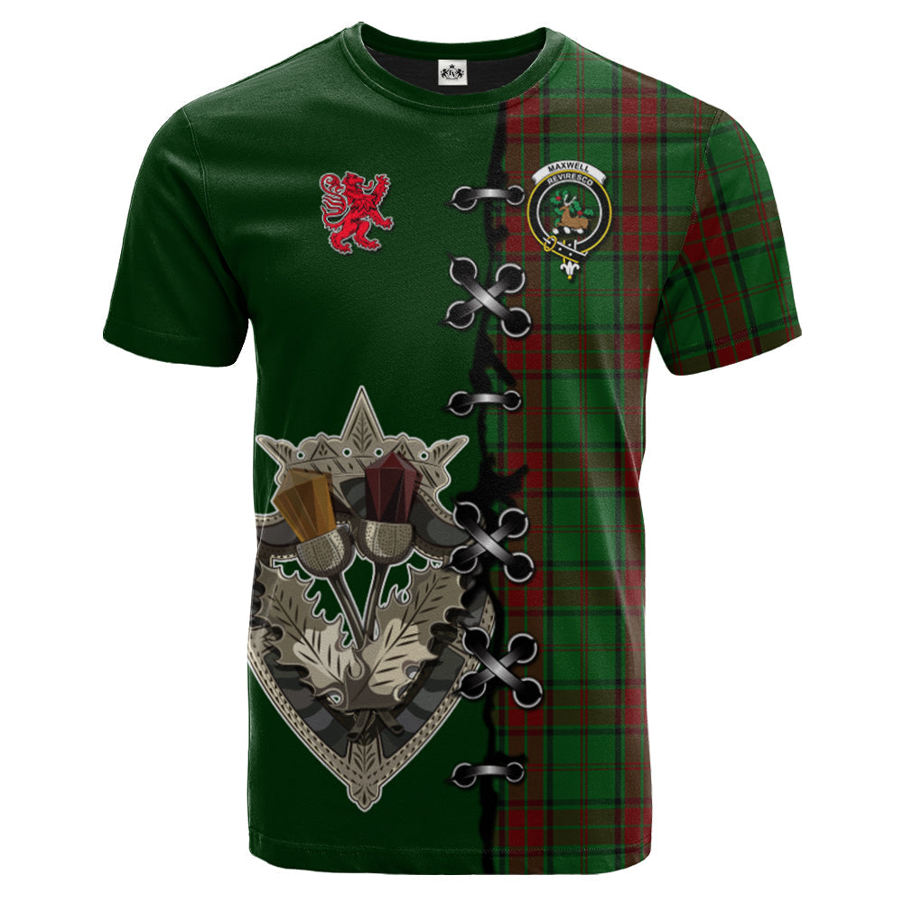 Maxwell Hunting Tartan T-shirt - Lion Rampant And Celtic Thistle Style
