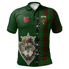 Maxwell Hunting Tartan Polo Shirt - Lion Rampant And Celtic Thistle Style