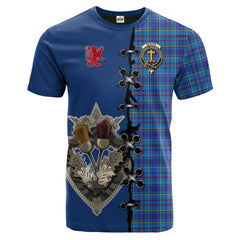 Mercer Modern Tartan T-shirt - Lion Rampant And Celtic Thistle Style