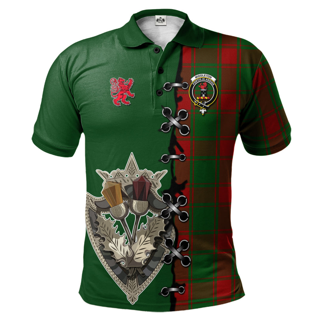 Middleton Tartan Polo Shirt - Lion Rampant And Celtic Thistle Style