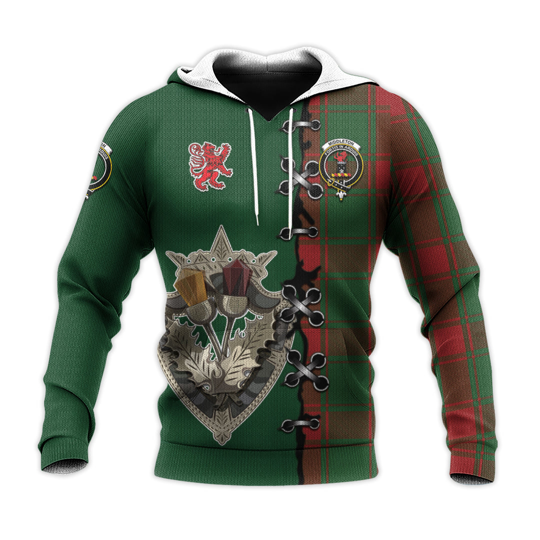 Middleton Tartan Hoodie - Lion Rampant And Celtic Thistle Style
