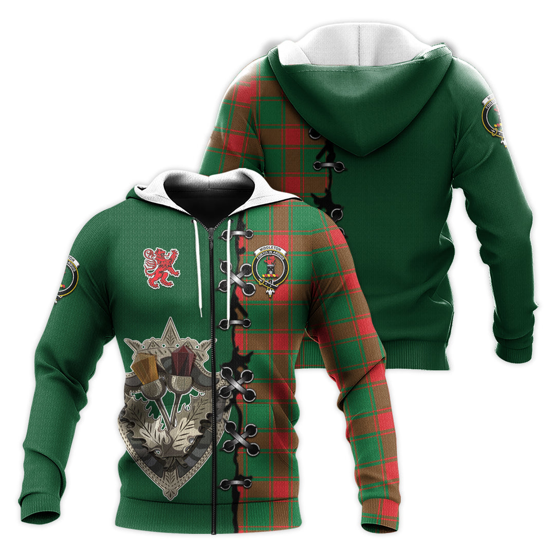 Middleton Modern Tartan Hoodie - Lion Rampant And Celtic Thistle Style