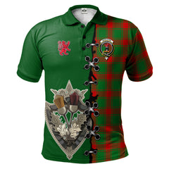 Middleton Modern Tartan Polo Shirt - Lion Rampant And Celtic Thistle Style