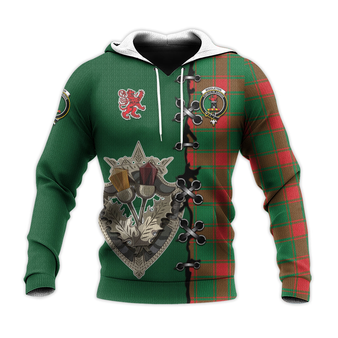 Middleton Modern Tartan Hoodie - Lion Rampant And Celtic Thistle Style