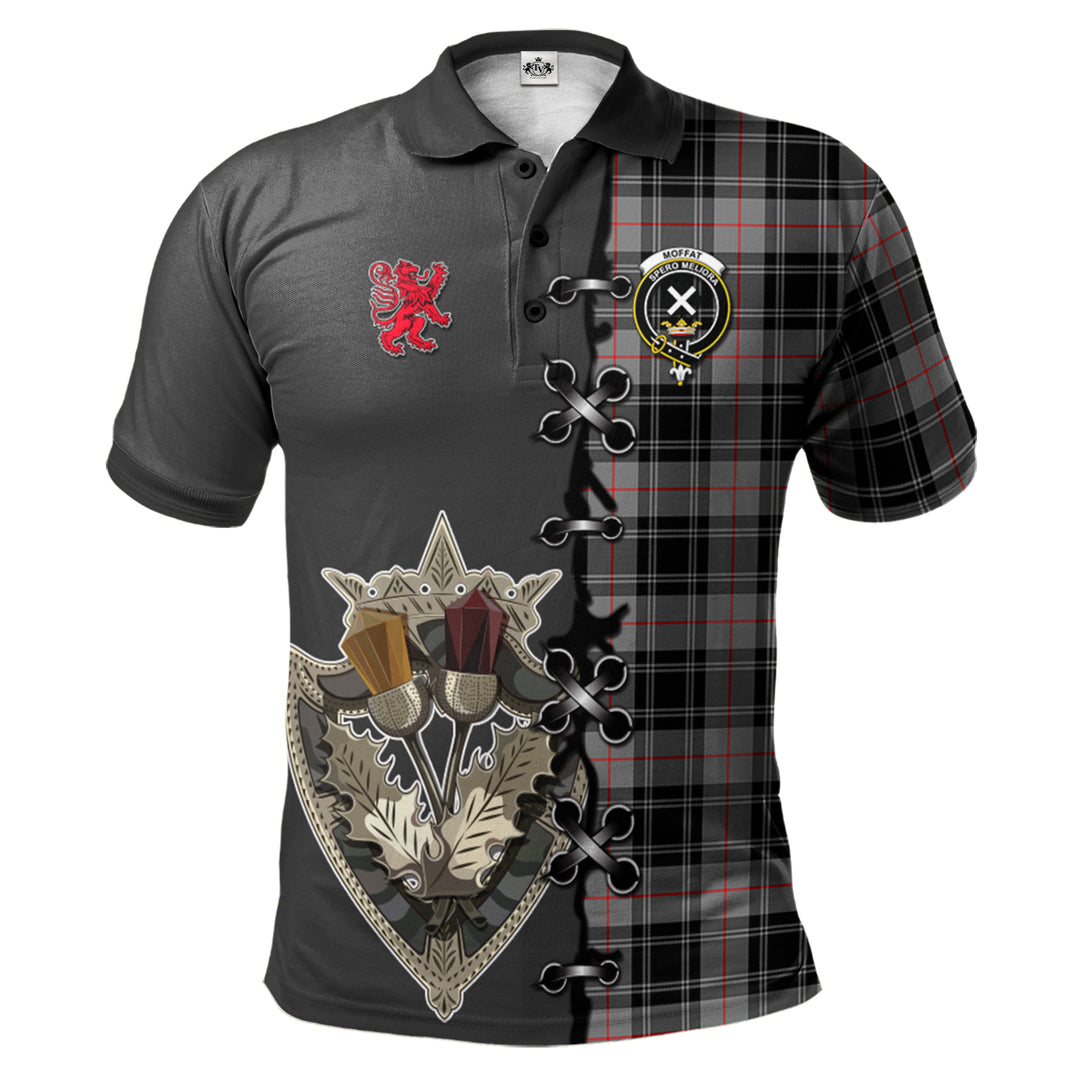 Moffat Modern Tartan Polo Shirt - Lion Rampant And Celtic Thistle Style