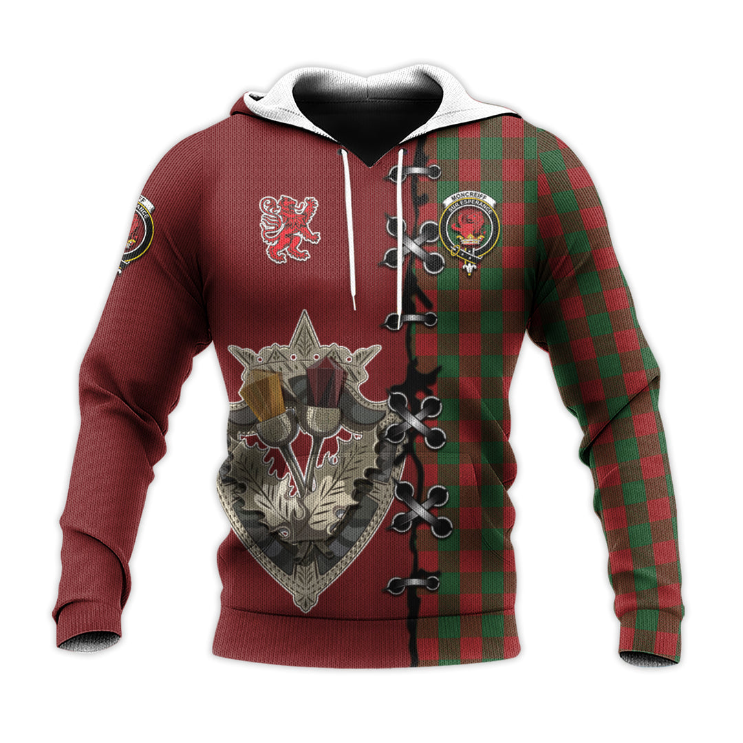 Moncrieff Tartan Hoodie - Lion Rampant And Celtic Thistle Style