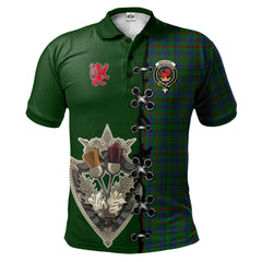 Moncrieff of Atholl Tartan Polo Shirt - Lion Rampant And Celtic Thistle Style