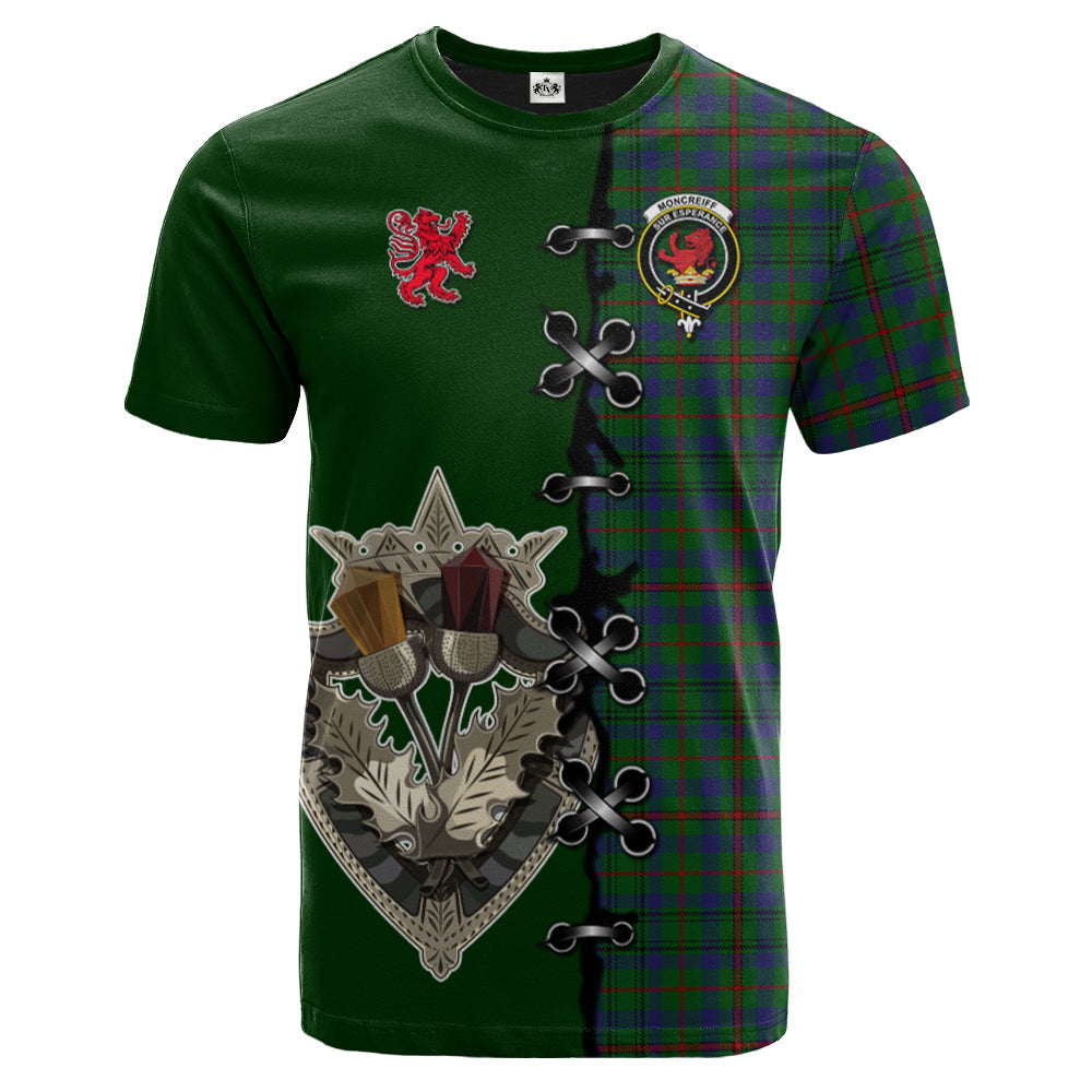Moncrieff of Atholl Tartan T-shirt - Lion Rampant And Celtic Thistle Style