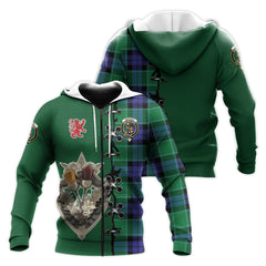 Monteith Tartan Hoodie - Lion Rampant And Celtic Thistle Style