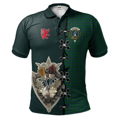 Montgomery Tartan Polo Shirt - Lion Rampant And Celtic Thistle Style