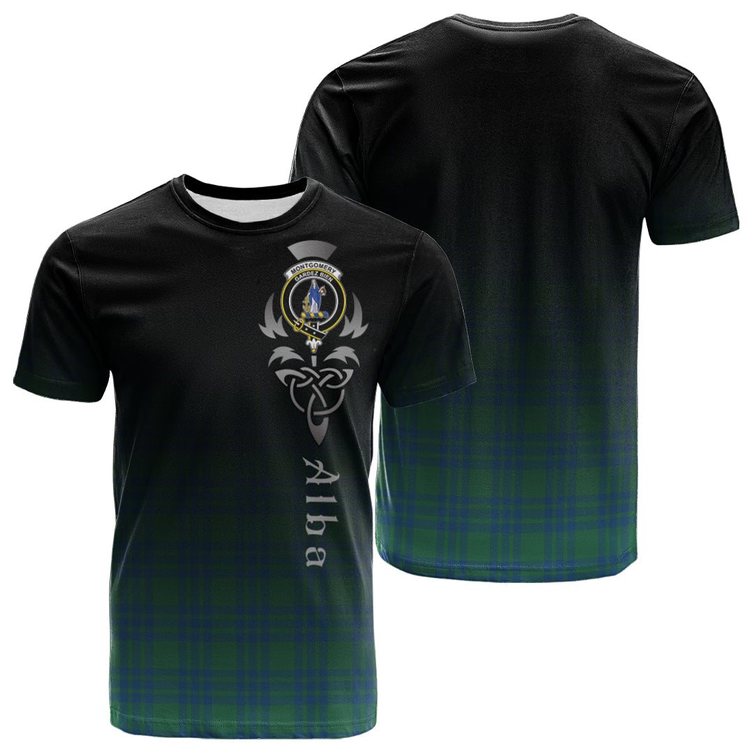 Montgomery Ancient Tartan Crest T-shirt - Alba Celtic Style