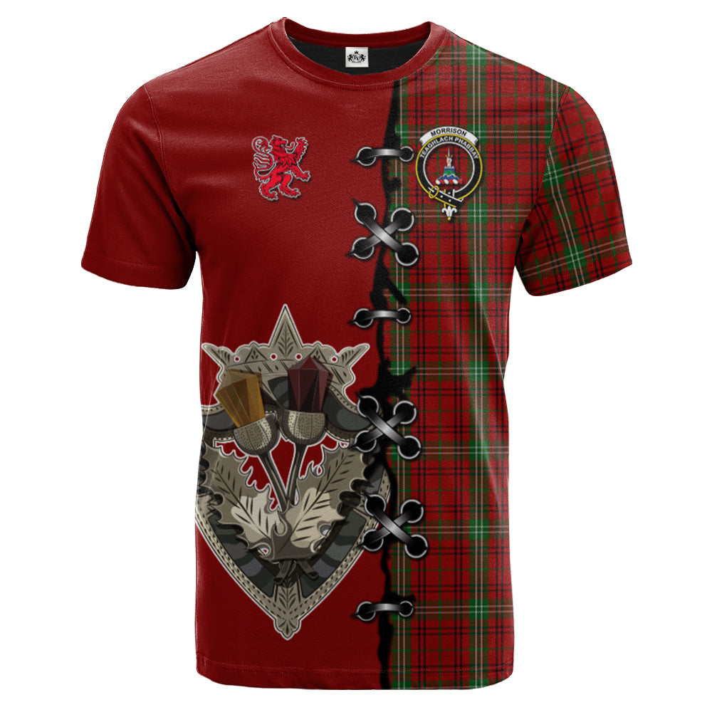 Morrison Tartan T-shirt - Lion Rampant And Celtic Thistle Style