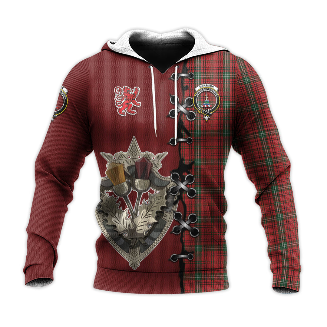 Morrison Ancient Tartan Hoodie - Lion Rampant And Celtic Thistle Style