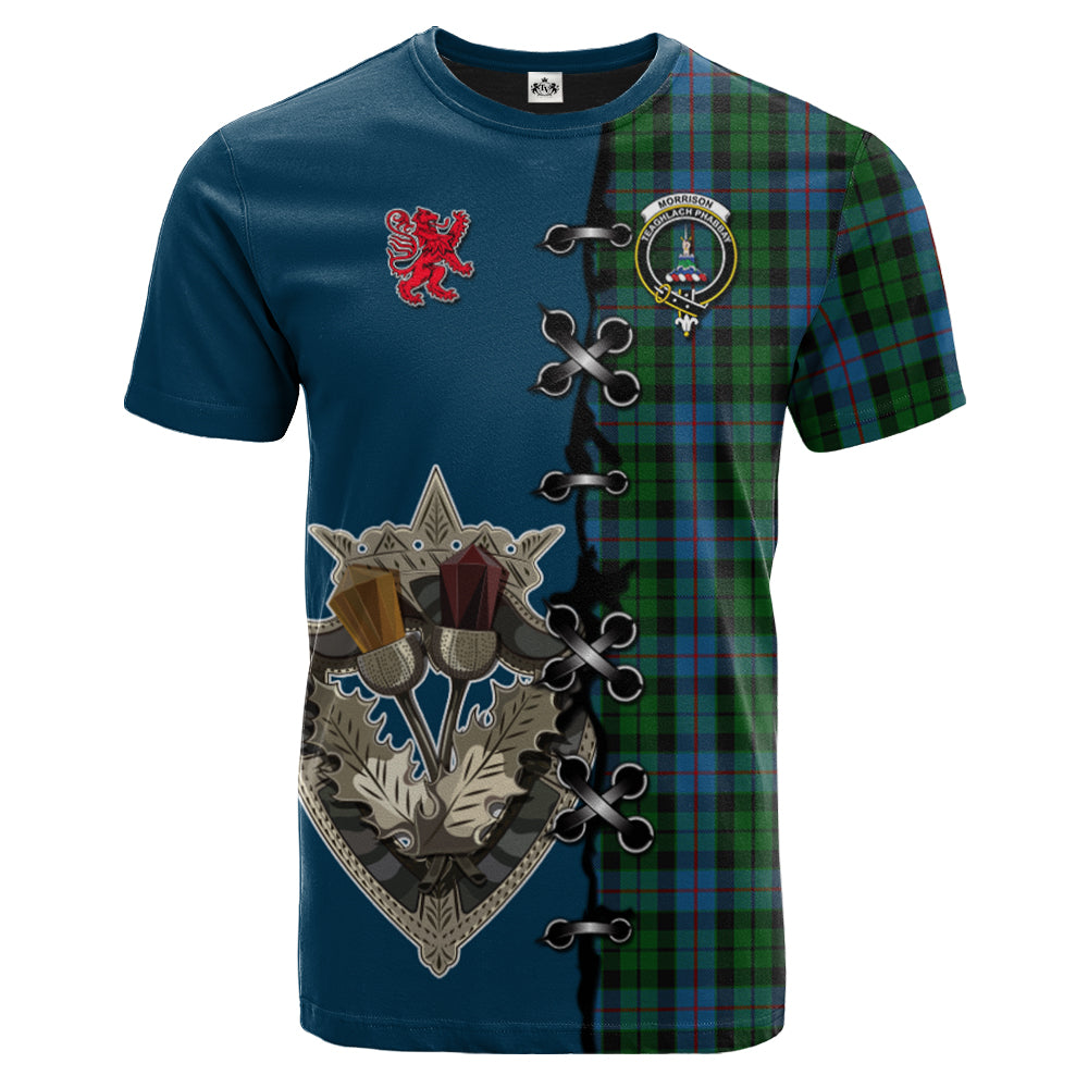 Morrison Society Tartan T-shirt - Lion Rampant And Celtic Thistle Style