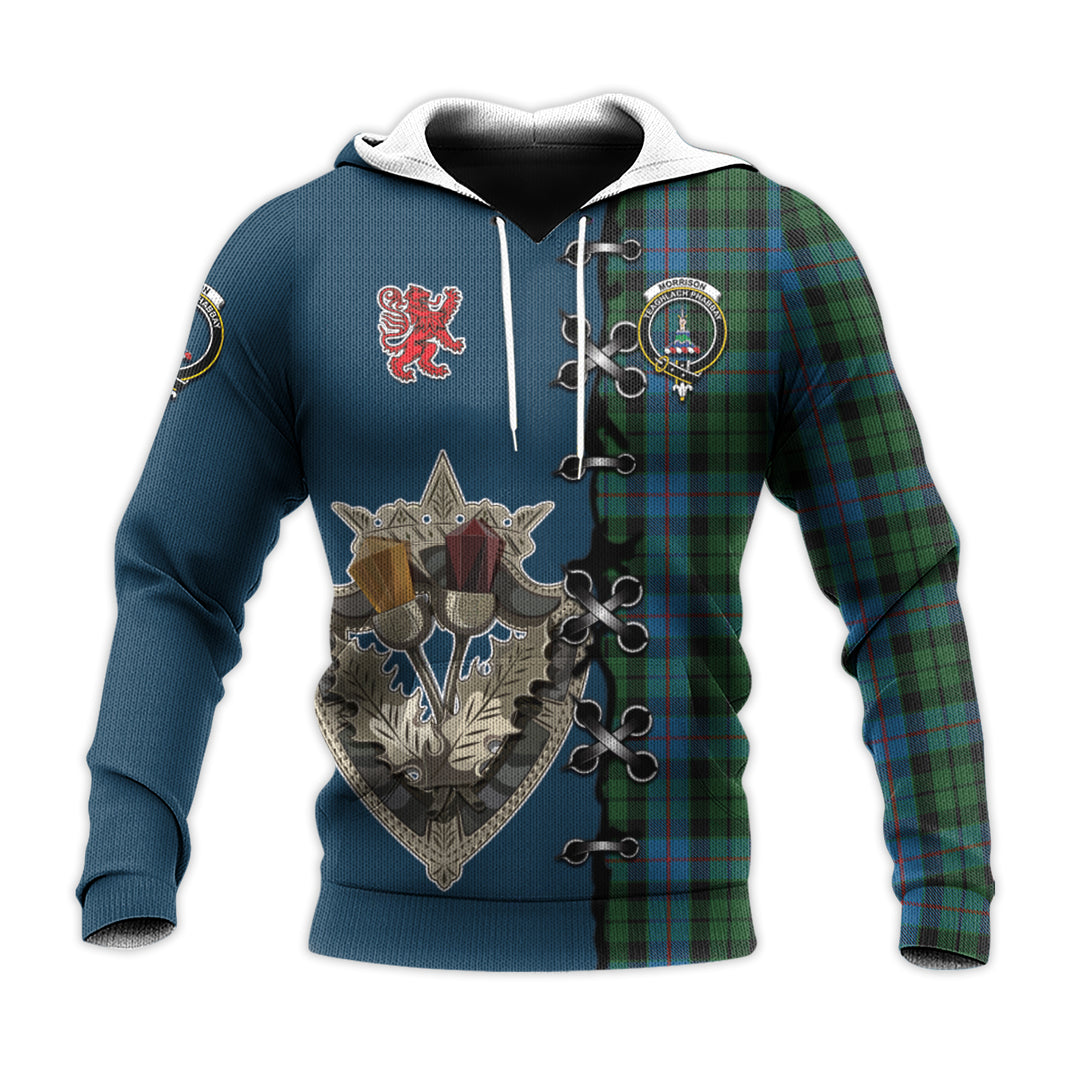 Morrison Society Tartan Hoodie - Lion Rampant And Celtic Thistle Style