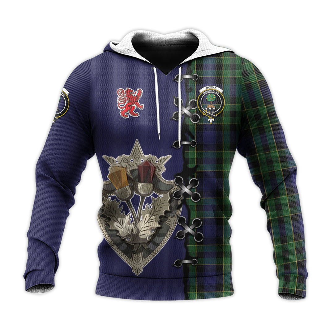 Mowat Tartan Hoodie - Lion Rampant And Celtic Thistle Style