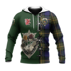 Muir Tartan Hoodie - Lion Rampant And Celtic Thistle Style