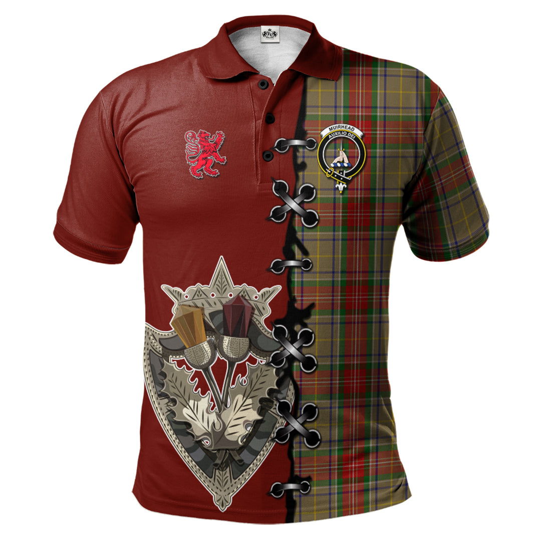 Muirhead Old Tartan Polo Shirt - Lion Rampant And Celtic Thistle Style