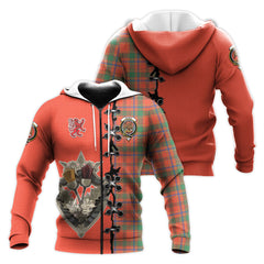 Munro Ancient Tartan Hoodie - Lion Rampant And Celtic Thistle Style