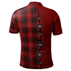 Munro Black And Red Tartan Polo Shirt - Lion Rampant And Celtic Thistle Style