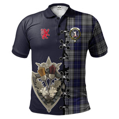 Napier Tartan Polo Shirt - Lion Rampant And Celtic Thistle Style