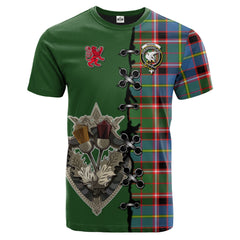 Norvel Tartan T-shirt - Lion Rampant And Celtic Thistle Style