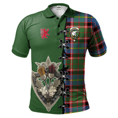 Norvel Tartan Polo Shirt - Lion Rampant And Celtic Thistle Style