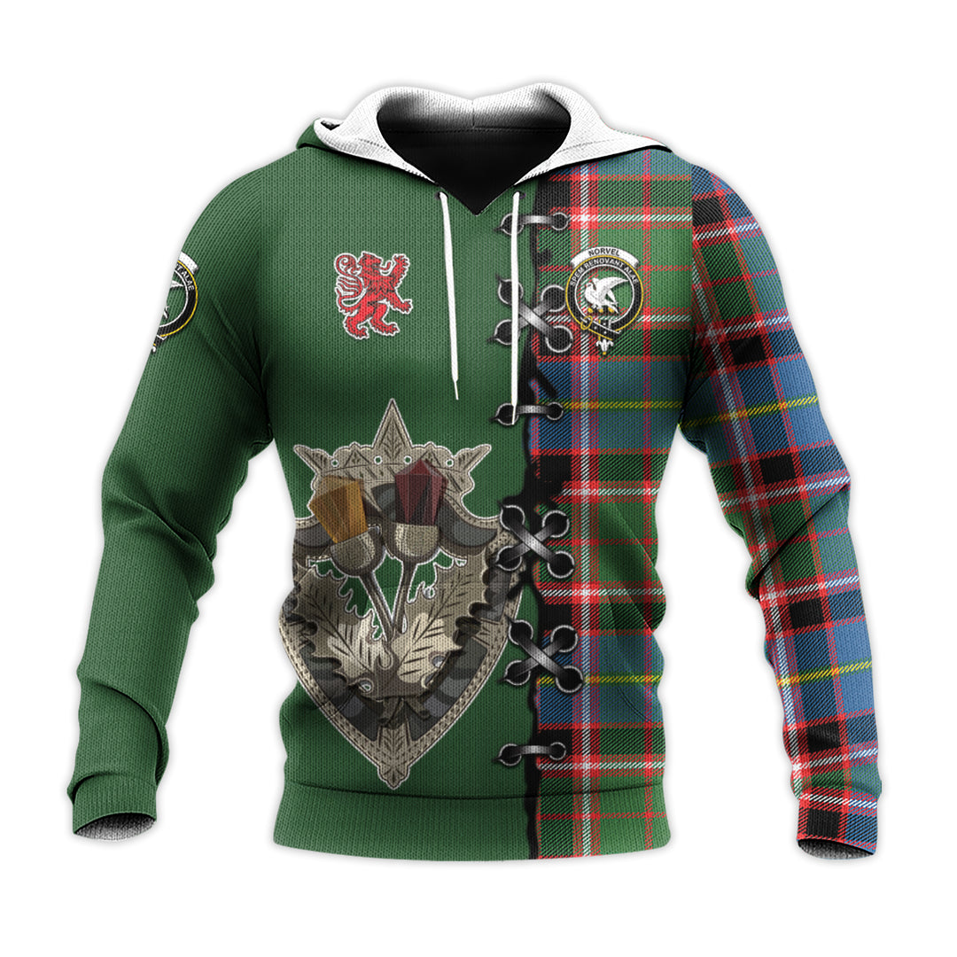 Norvel Tartan Hoodie - Lion Rampant And Celtic Thistle Style