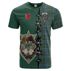 Ogilvie (Ogilvy) Hunting Ancient Tartan T-shirt - Lion Rampant And Celtic Thistle Style