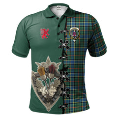 Ogilvie (Ogilvy) Hunting Ancient Tartan Polo Shirt - Lion Rampant And Celtic Thistle Style