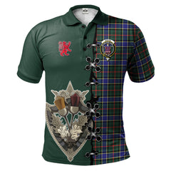 Ogilvie (Ogilvy) Hunting Modern Tartan Polo Shirt - Lion Rampant And Celtic Thistle Style