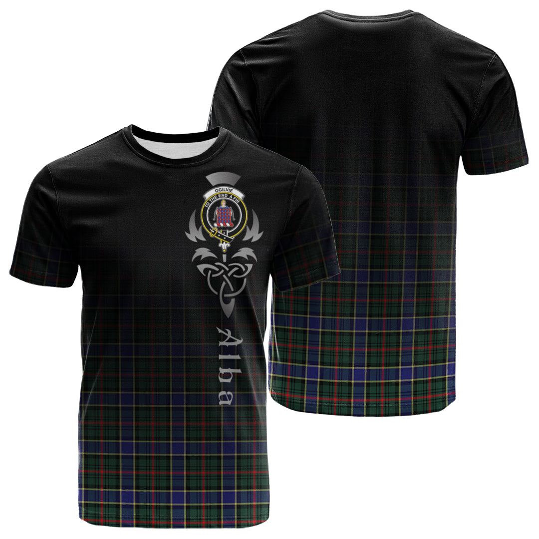 Ogilvie (Ogilvy) Hunting Modern Tartan Crest T-shirt - Alba Celtic Style