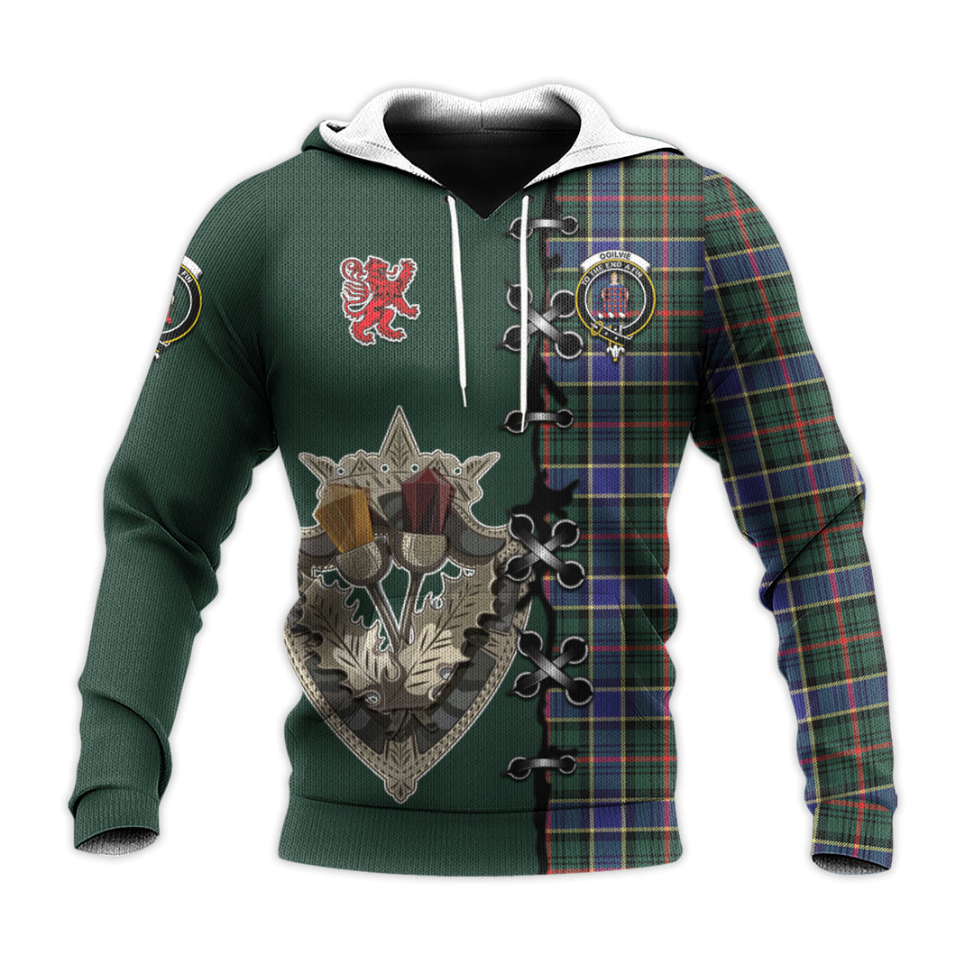Ogilvie (Ogilvy) Hunting Modern Tartan Hoodie - Lion Rampant And Celtic Thistle Style