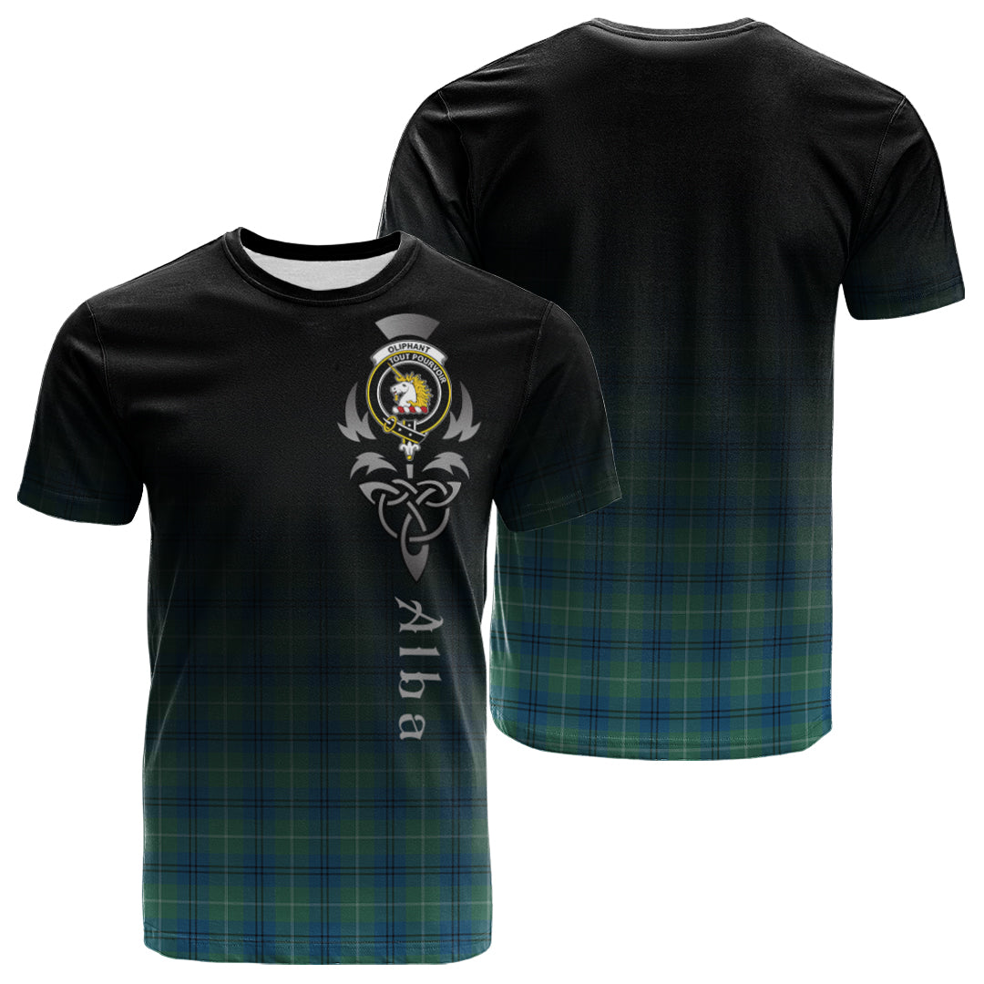 Oliphant Ancient Tartan Crest T-shirt - Alba Celtic Style