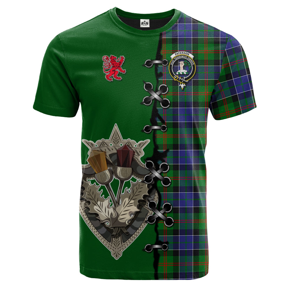 Paterson Tartan T-shirt - Lion Rampant And Celtic Thistle Style