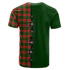 Pollock Modern Tartan T-shirt - Lion Rampant And Celtic Thistle Style
