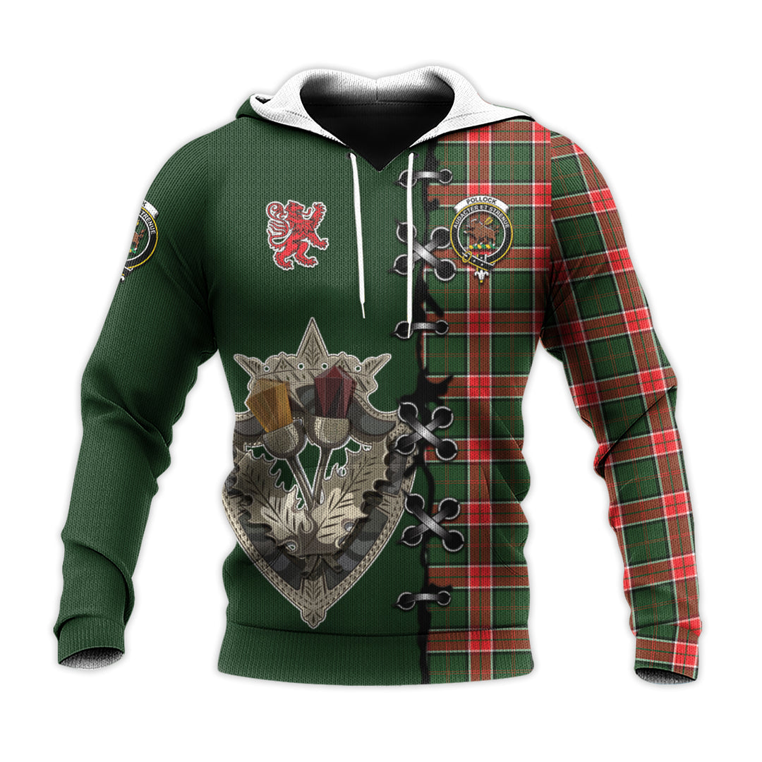 Pollock Modern Tartan Hoodie - Lion Rampant And Celtic Thistle Style