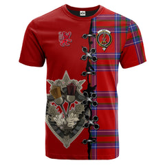 Rait Tartan T-shirt - Lion Rampant And Celtic Thistle Style
